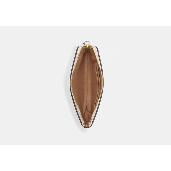 COACH Corner Zip Wristlet Pebbled Leather Gold and Chalk w/TAGS $88 - Picture 3 of 13